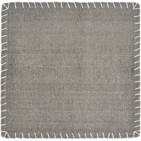 LR RESOURCES LR Resources SPECI04704DGY15SQ Embroidered Edge Square Place Mat; Gray SPECI04704DGY15SQ